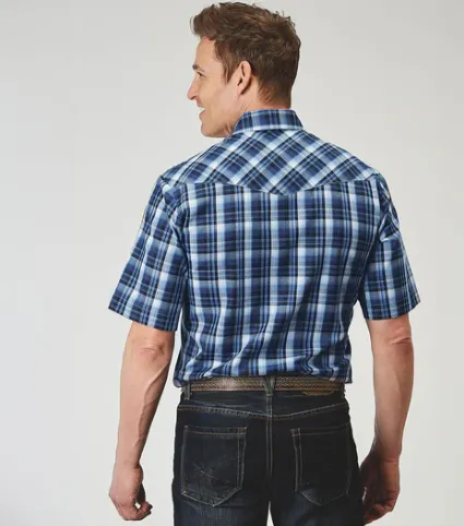 01-002-0101-3008 Roper Men's Karman Classic 55/45 Collection Plaid Blue