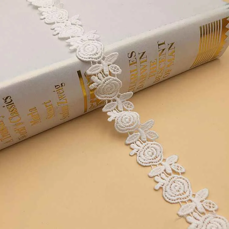 1.5-2.5cm Milk Silk Embroidered Lace Trim for Women’s Fashion 10 Yards