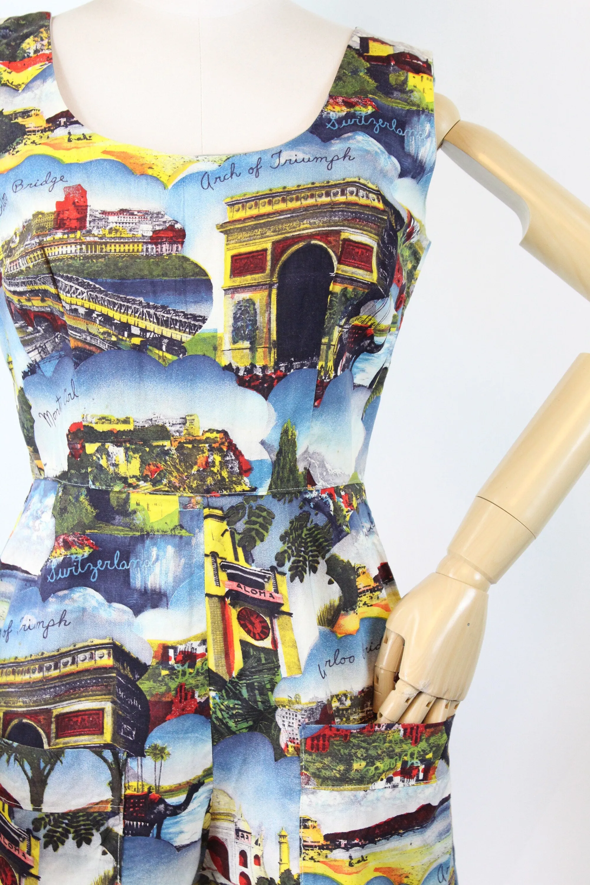 1950s TRAVEL novelty print paris monte carlo romper small | new spring summer