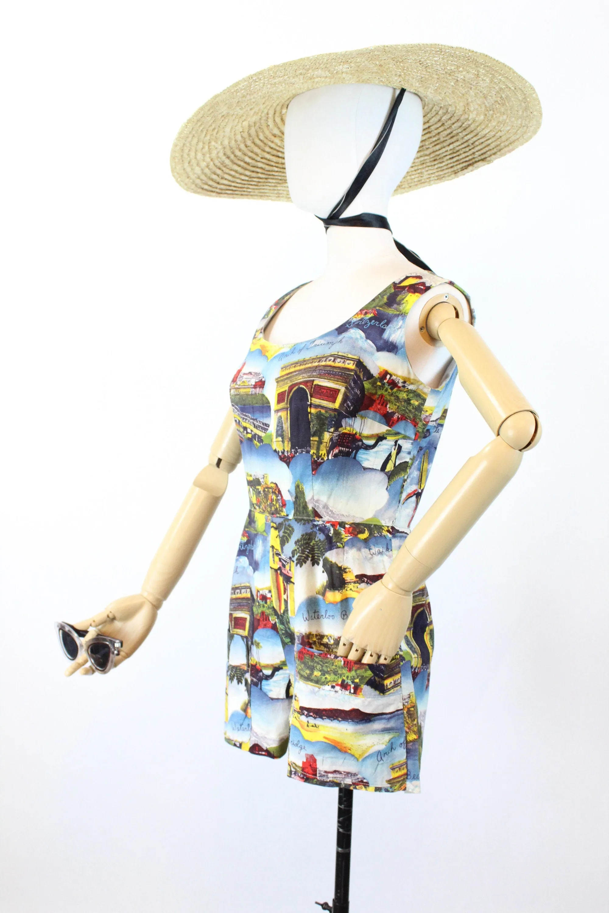 1950s TRAVEL novelty print paris monte carlo romper small | new spring summer