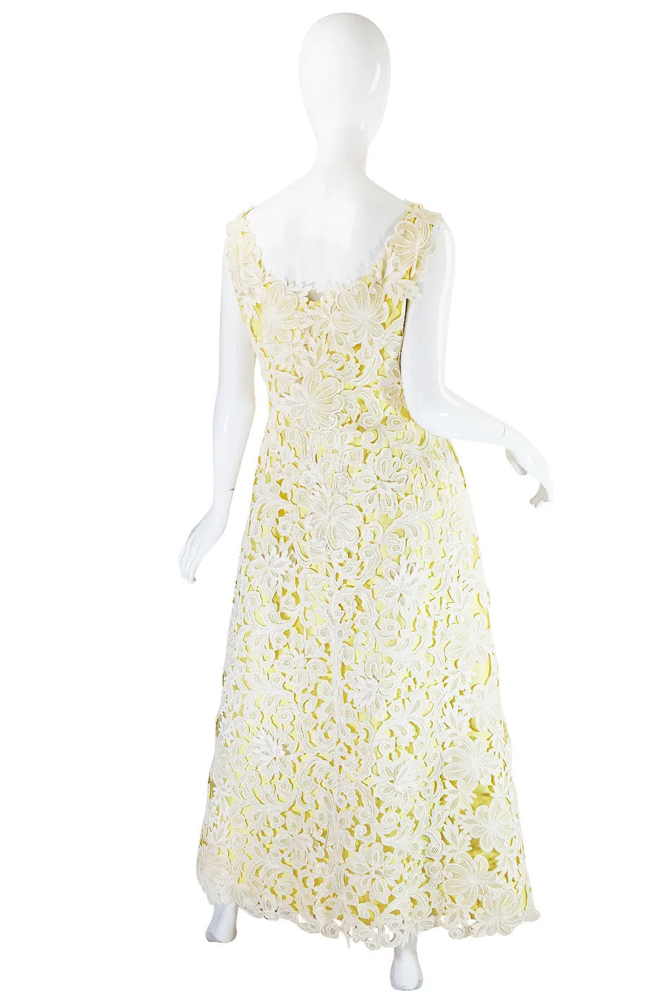 1960s Lace Overlay Sara Fredericks Sculptural Silk Dress