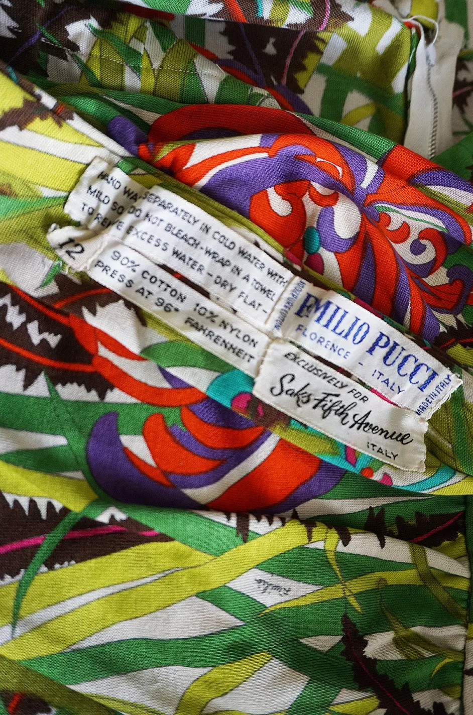 1960s Pucci Rare Printed Cotton Halter Top & Wide Leg Pant Set