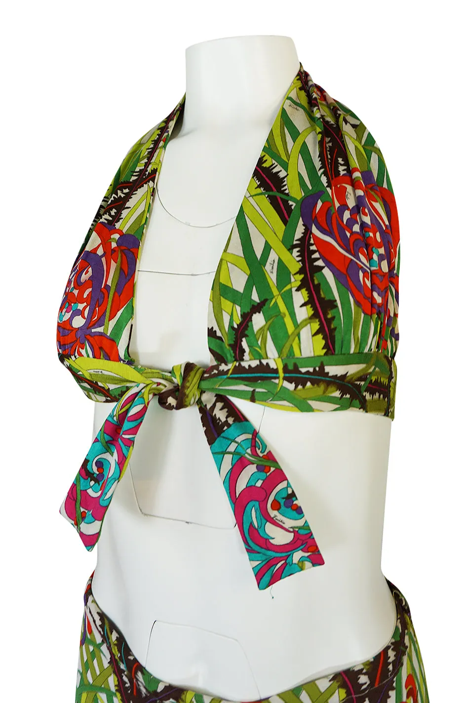 1960s Pucci Rare Printed Cotton Halter Top & Wide Leg Pant Set