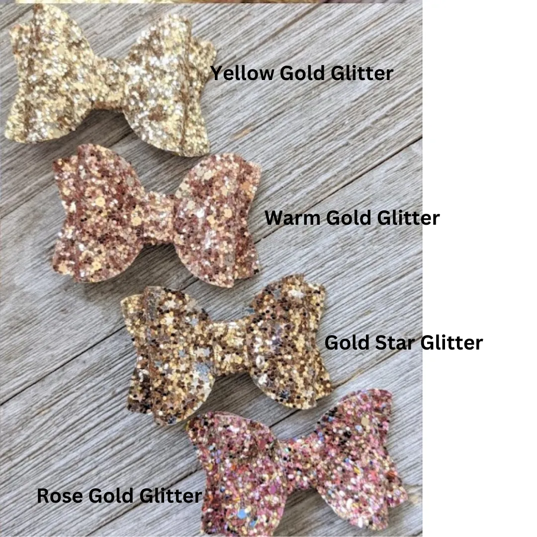 2.5" Gold Faux Leather Bow