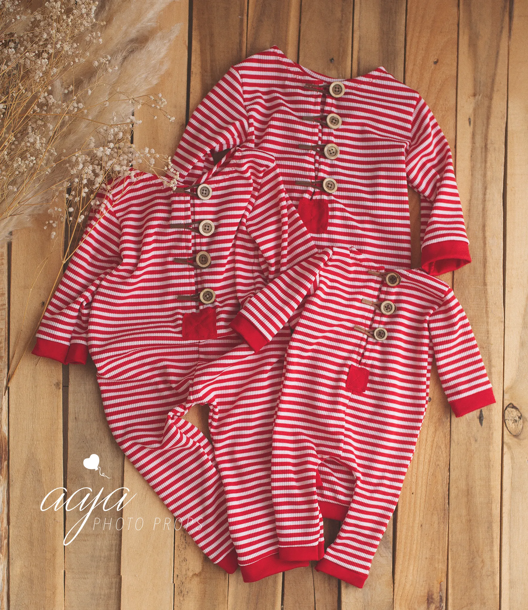 3-6 months size romper, striped, pyjama, Christmas, red, white, RTS
