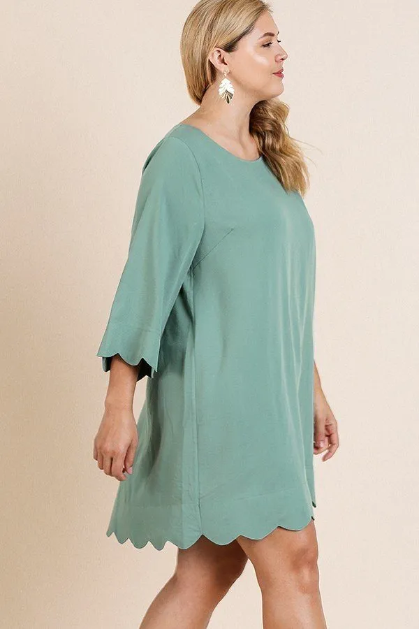 3/4 Sleeve Round Neck Dress