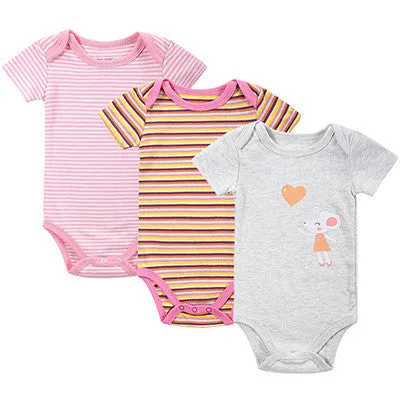 3PCS Baby Boy Rompers Baby Clothing Set Summer Cotton Baby Girl Boy Short Sleeve Car Printed Jumpsuit born Baby Clothes