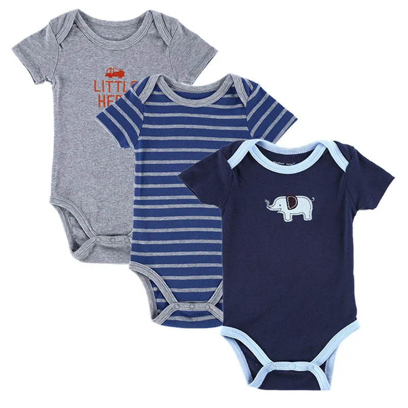 3PCS Baby Boy Rompers Baby Clothing Set Summer Cotton Baby Girl Boy Short Sleeve Car Printed Jumpsuit born Baby Clothes