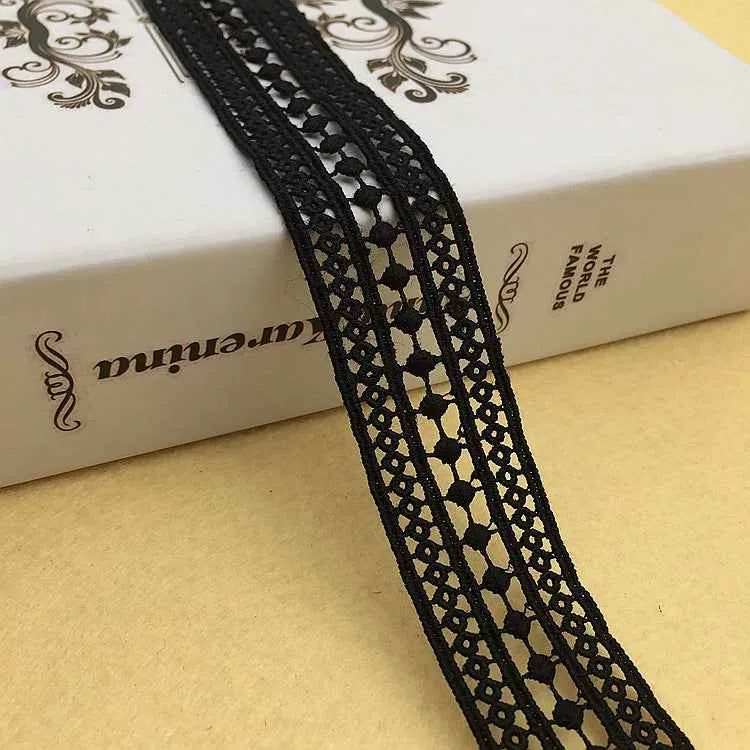 4cm Black White Milk Fiber Embroidered Lace Trim 15 Yards