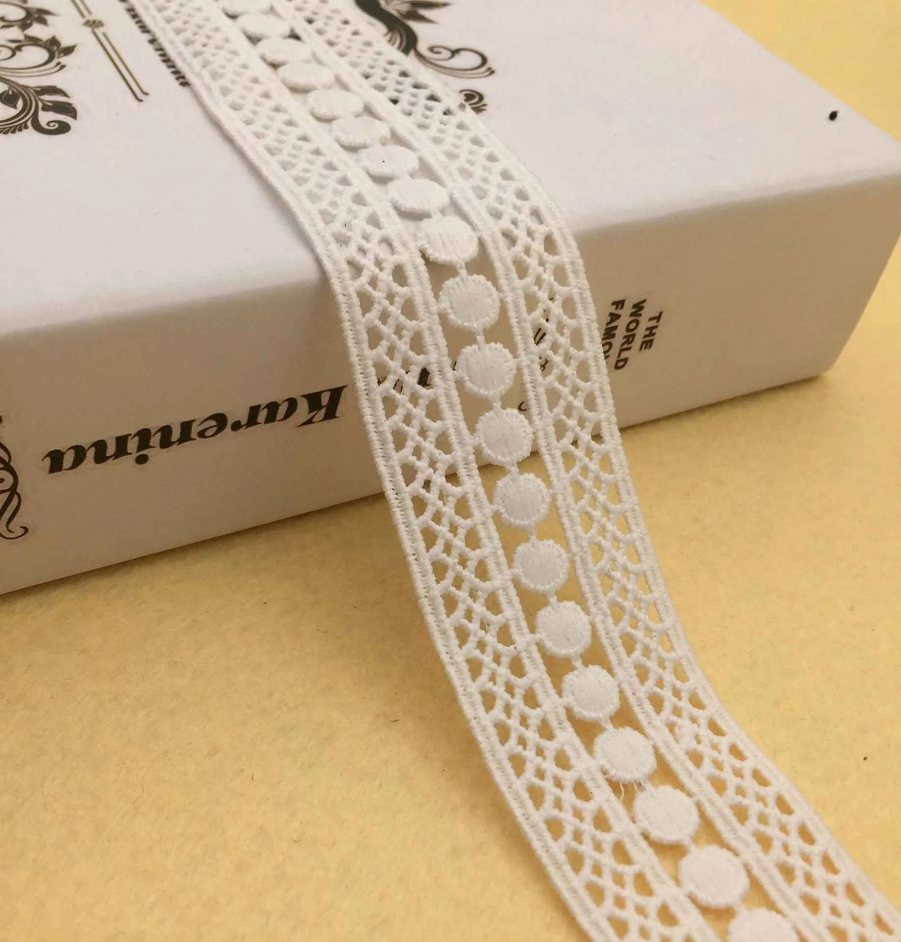 4cm Black White Milk Fiber Embroidered Lace Trim 15 Yards