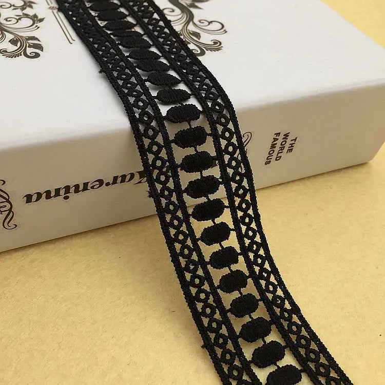 4cm Black White Milk Fiber Embroidered Lace Trim 15 Yards