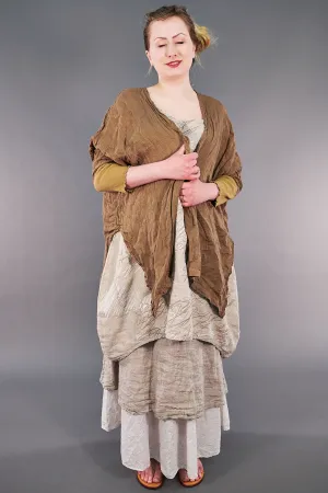 5253-Linen Crinkle Swing Cardi Coyote-U