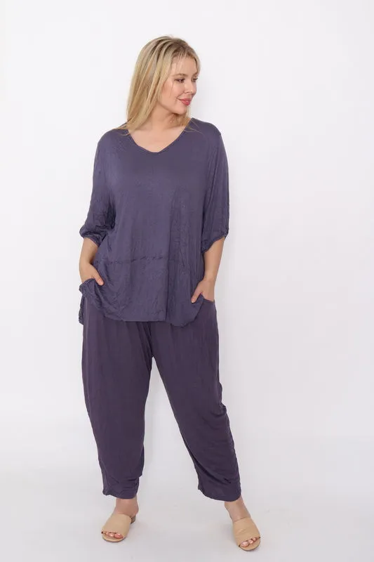 7986 Ink Crinkle Cotton Square Top & 7718 Comfy pants