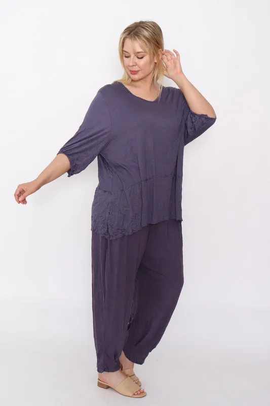 7986 Ink Crinkle Cotton Square Top & 7718 Comfy pants