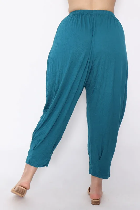 7986 Teal Crinkle Cotton Square Top & 7718 Comfy pants