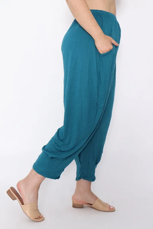 7986 Teal Crinkle Cotton Square Top & 7718 Comfy pants