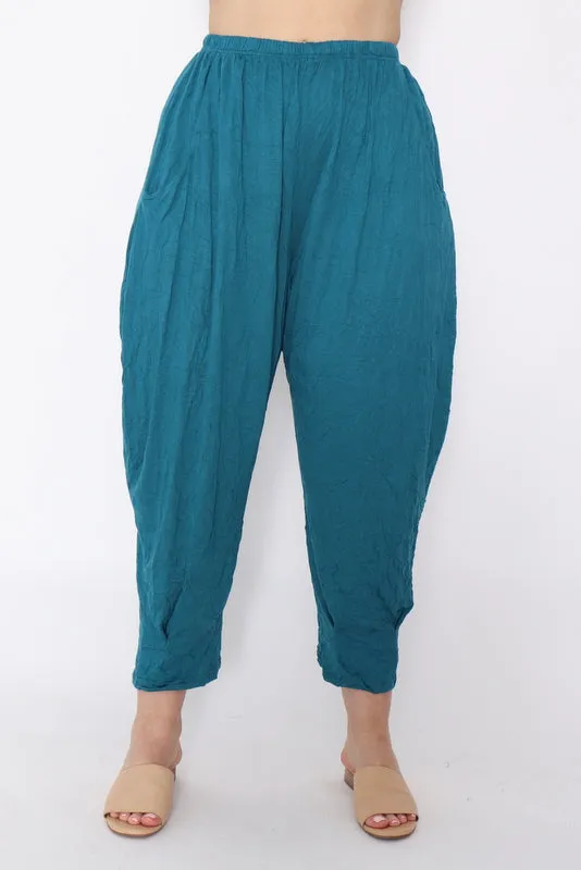 7986 Teal Crinkle Cotton Square Top & 7718 Comfy pants