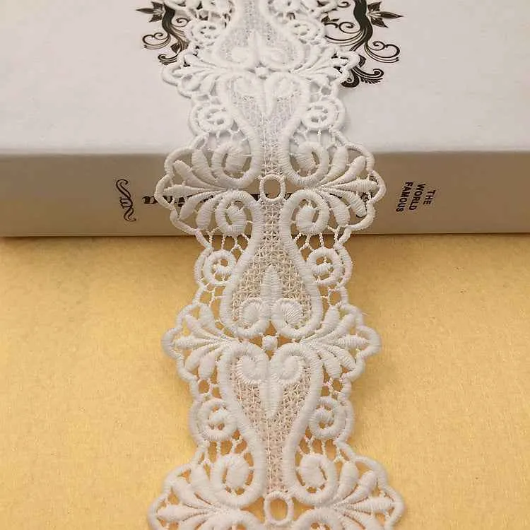 8cm White Black Milk Silk Water-Soluble Embroidered Lace Trim 15 Yards