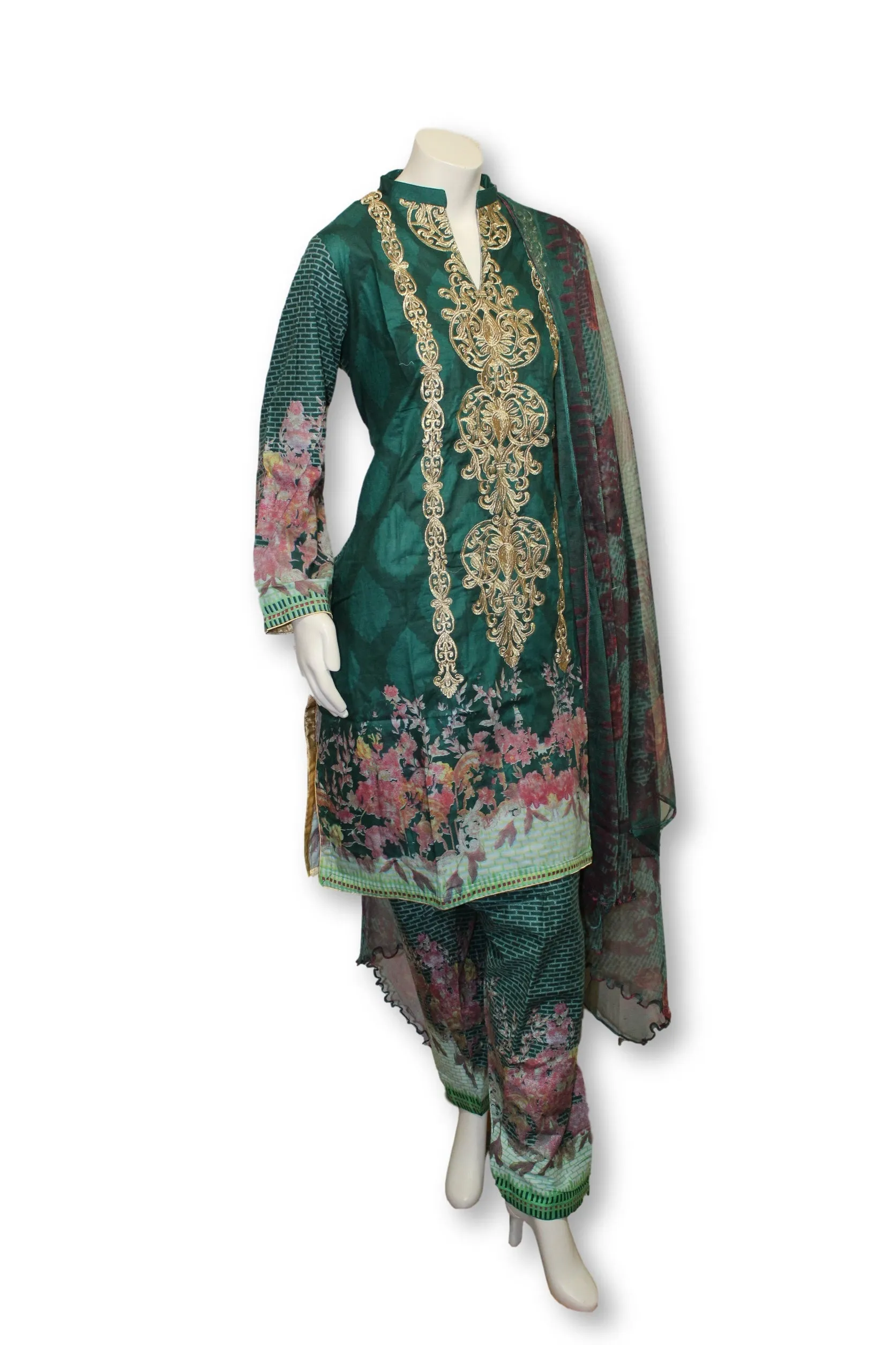 A23 Pakistani Indian Fine Design 3 Pcs Embroidered  Lawn Suit