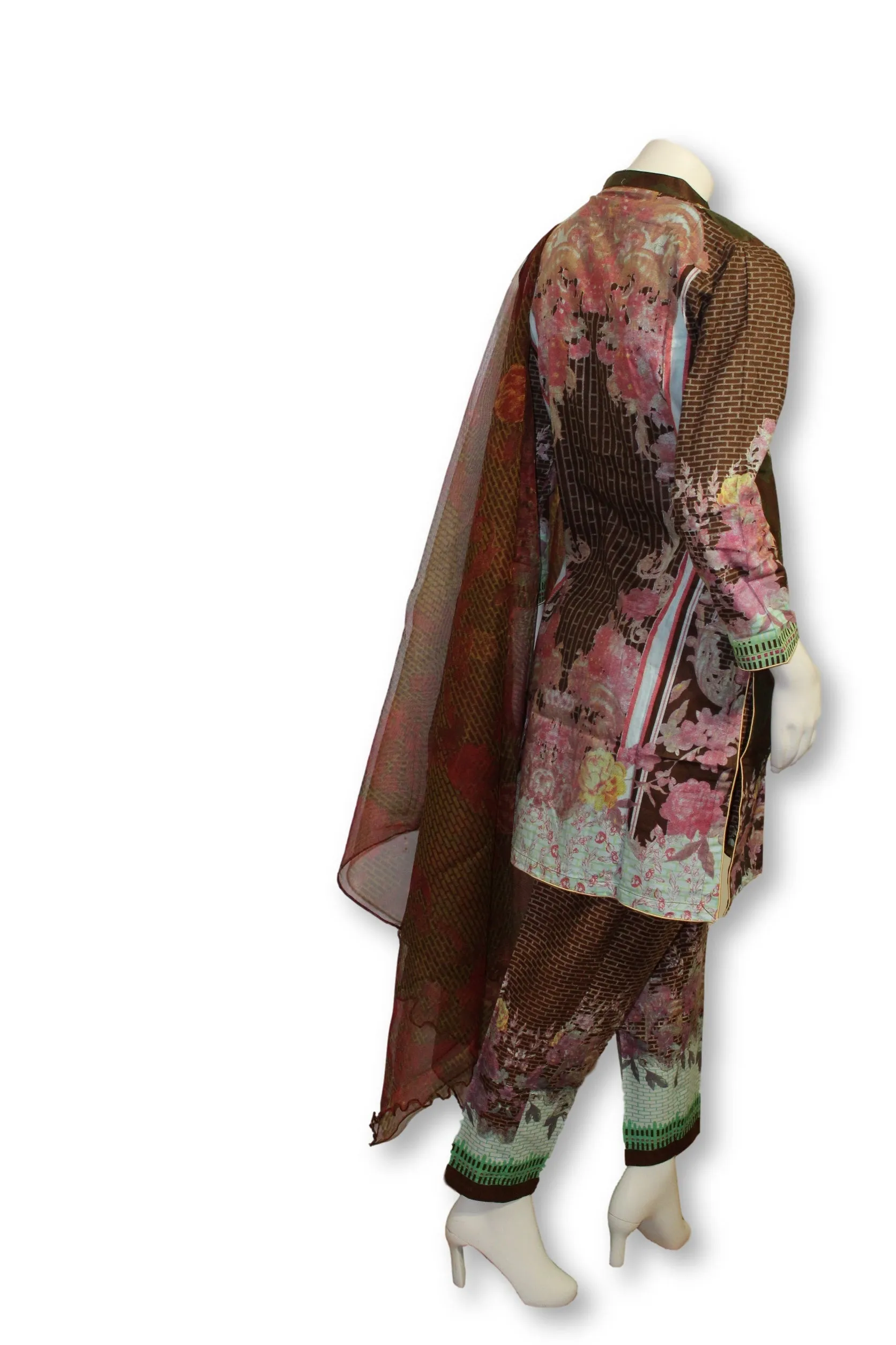 A23 Pakistani Indian Fine Design 3 Pcs Embroidered  Lawn Suit