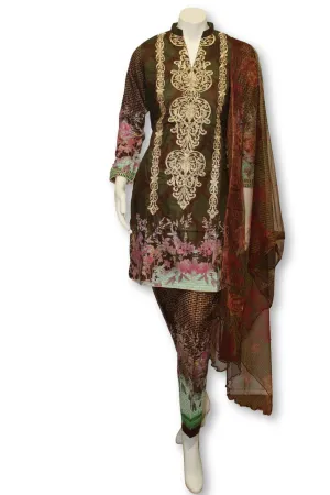 A23 Pakistani Indian Fine Design 3 Pcs Embroidered  Lawn Suit