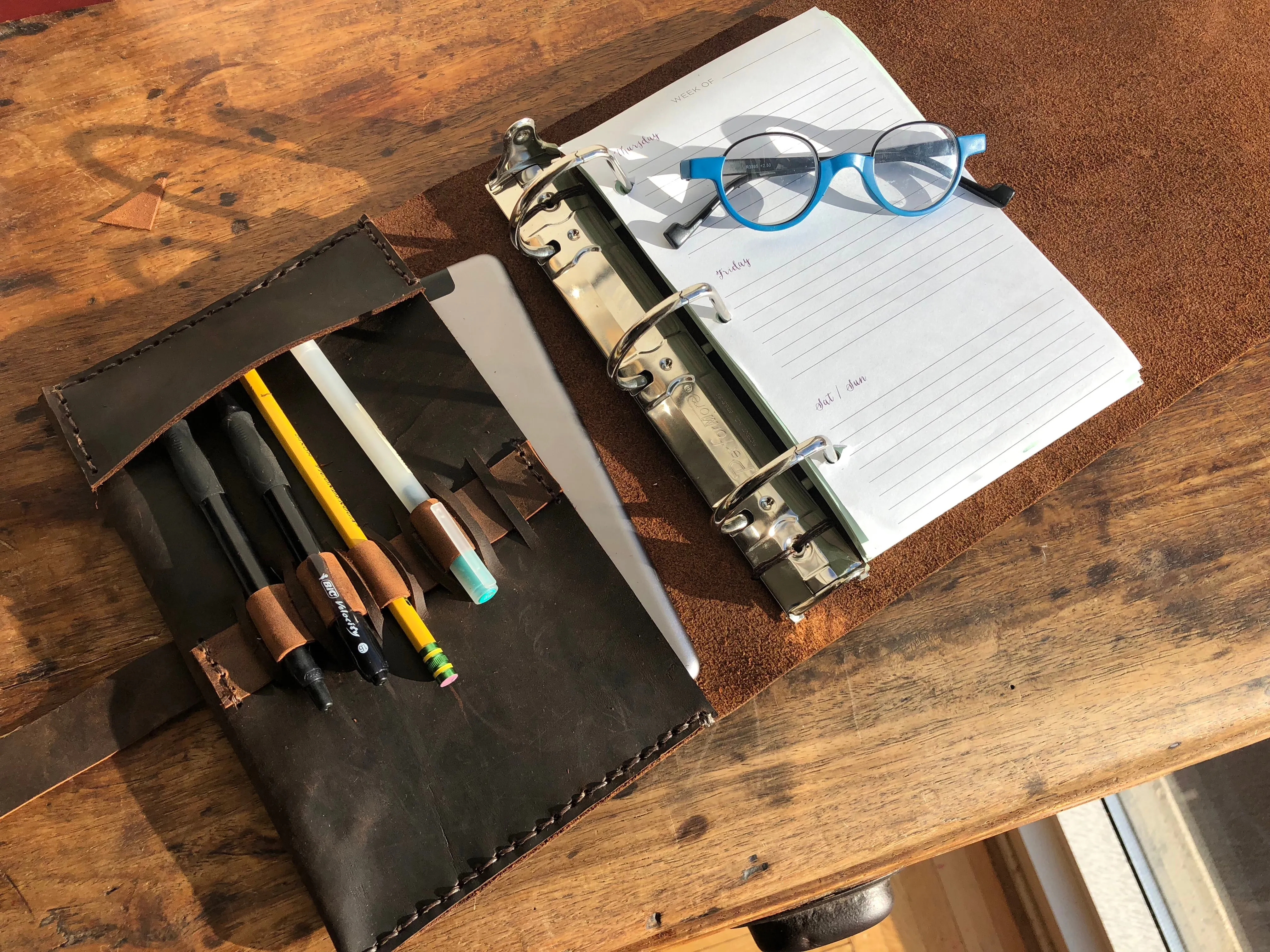 A5 Notebook Binder / Roomy A5 Leather Binder / Half page Mini Binder / 3 Ring Leather Notebook