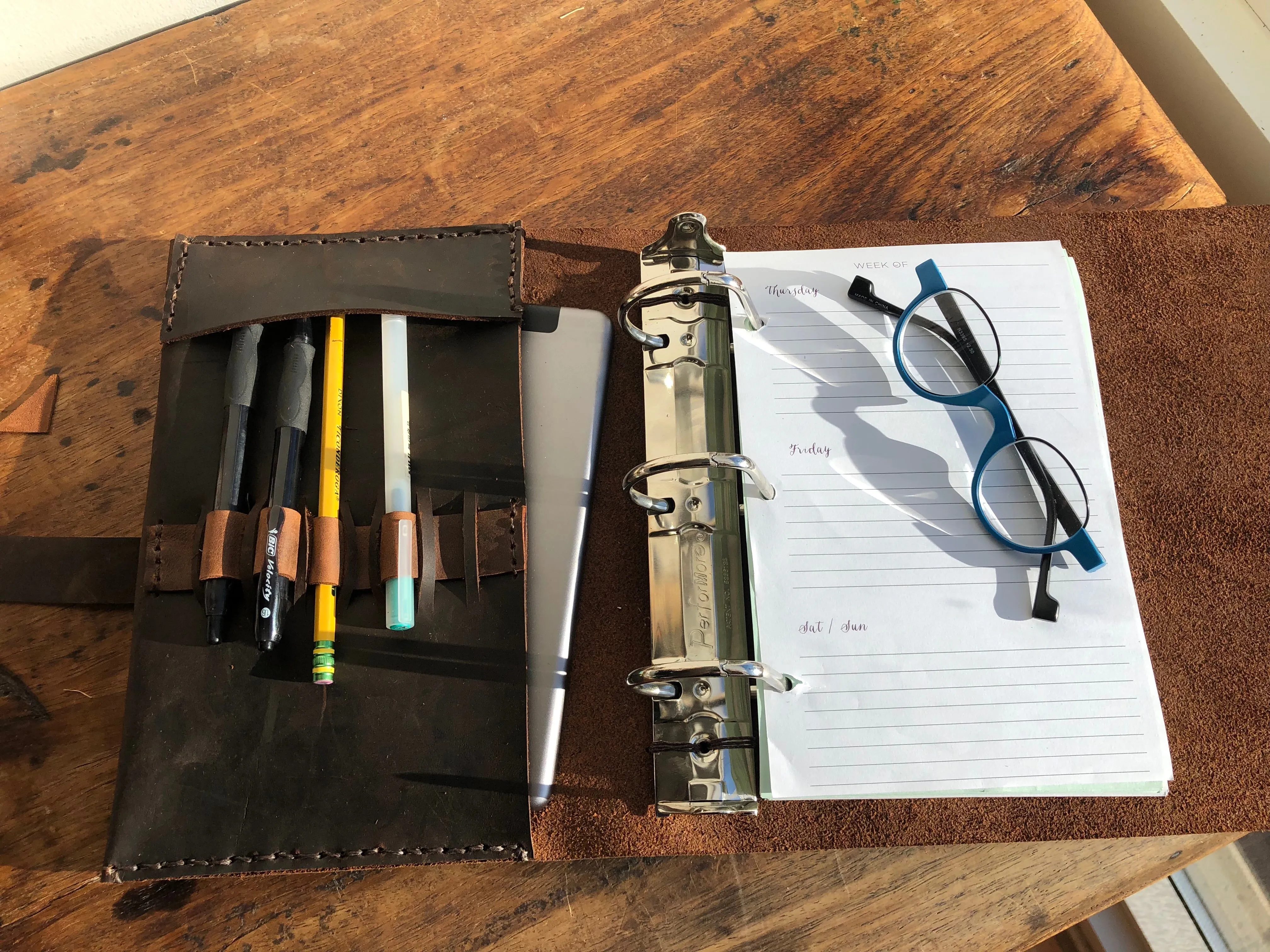 A5 Notebook Binder / Roomy A5 Leather Binder / Half page Mini Binder / 3 Ring Leather Notebook