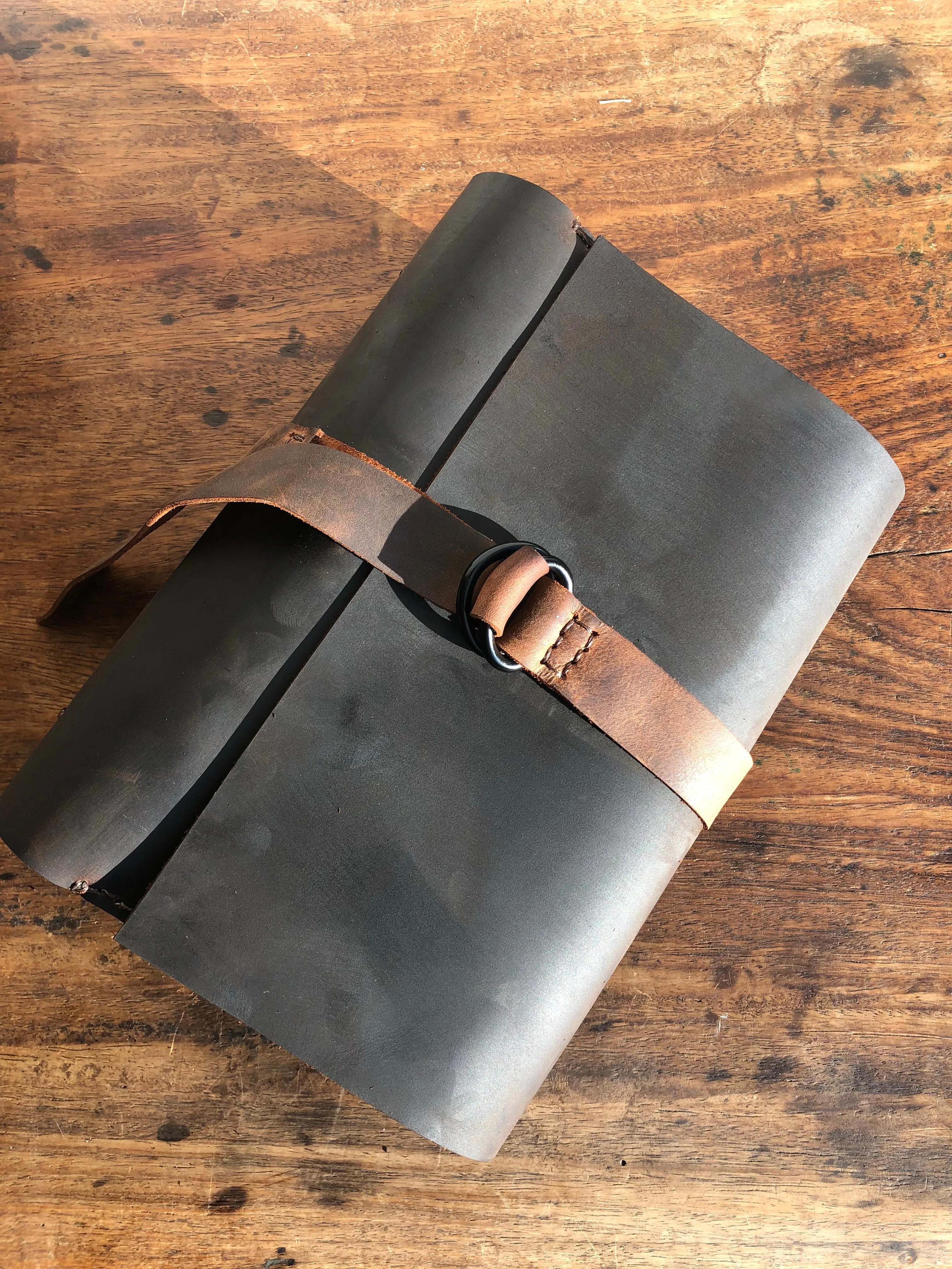 A5 Notebook Binder / Roomy A5 Leather Binder / Half page Mini Binder / 3 Ring Leather Notebook