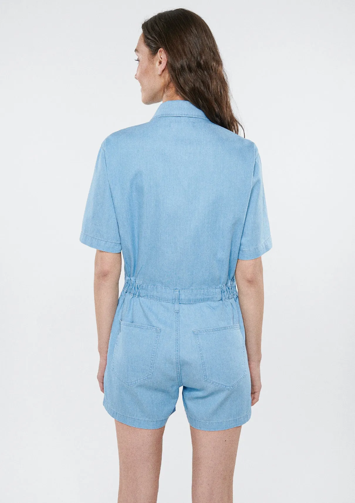 ABBEY Bleached Denim Jean Jumpsuit