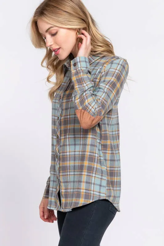 Active Basic Long Sleeve With Suede Patch Shirt