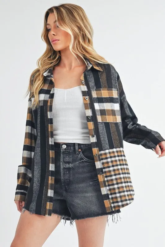 Aem Co Curved Hem Plaid Button Up Shirt