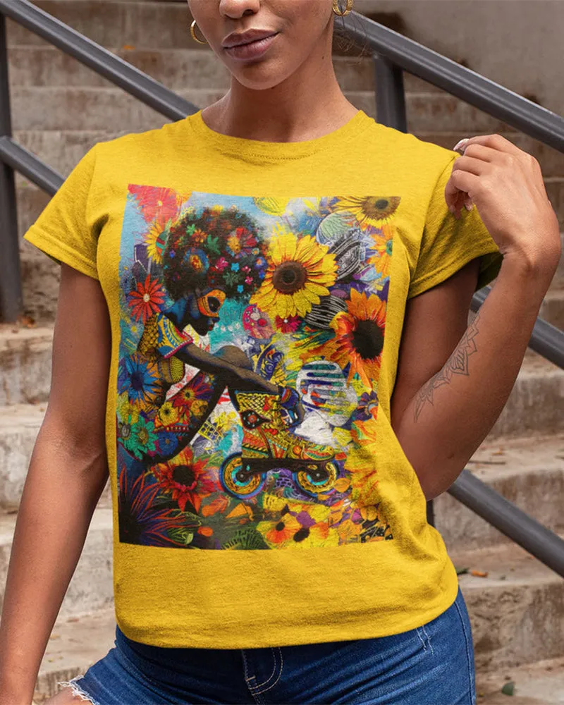 African American Woman Roller Skater Tee