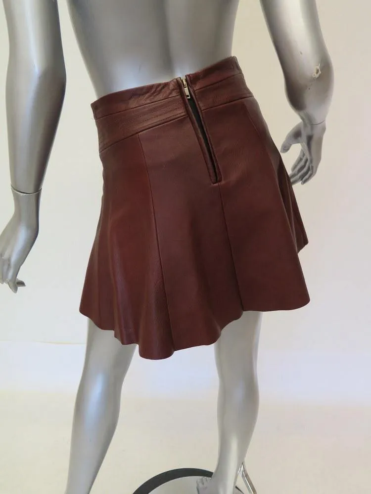 A.L.C. Women's Skirt: Red Leather Size 2, Pre-owned