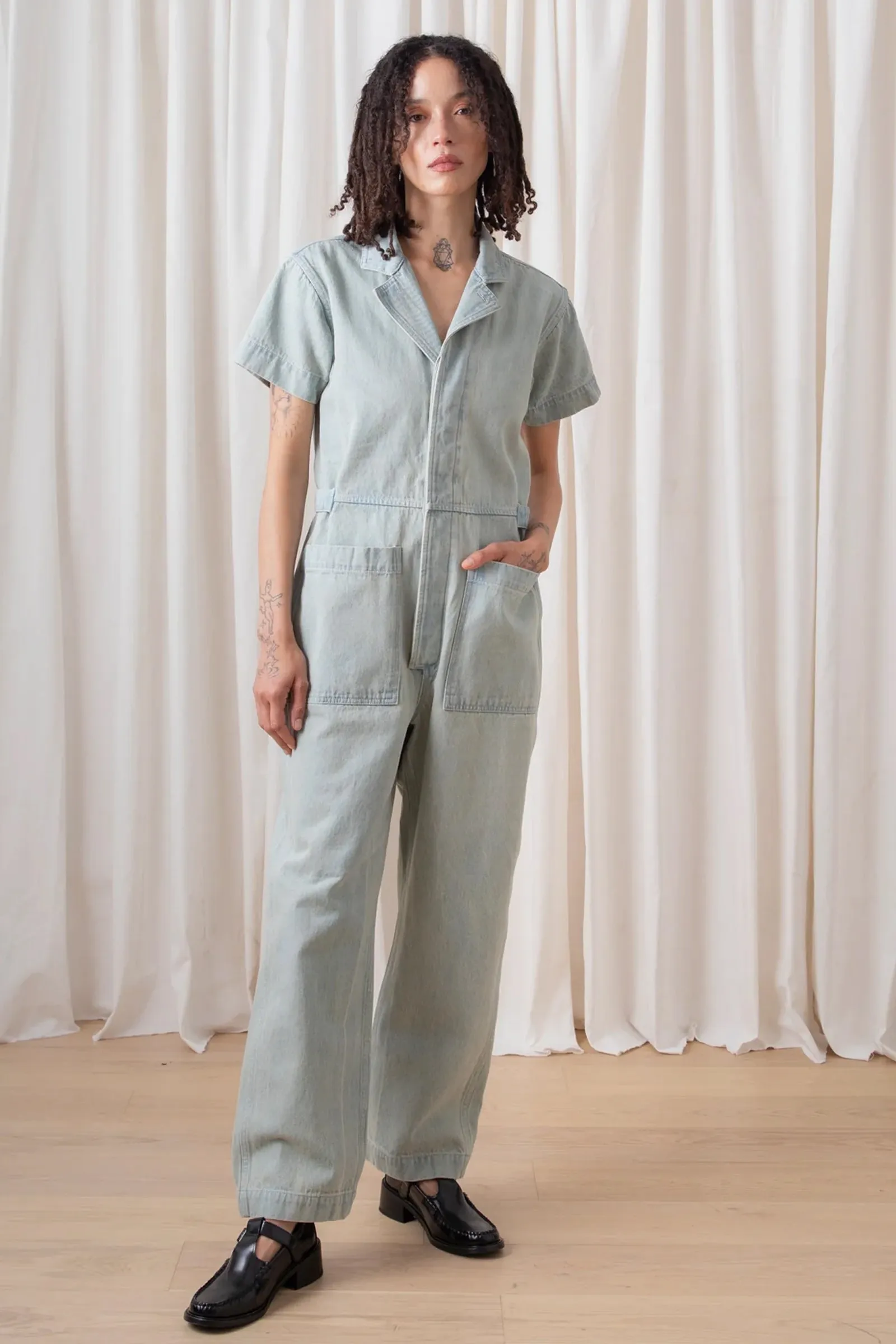 Ali Golden Boiler Suit in Light Denim