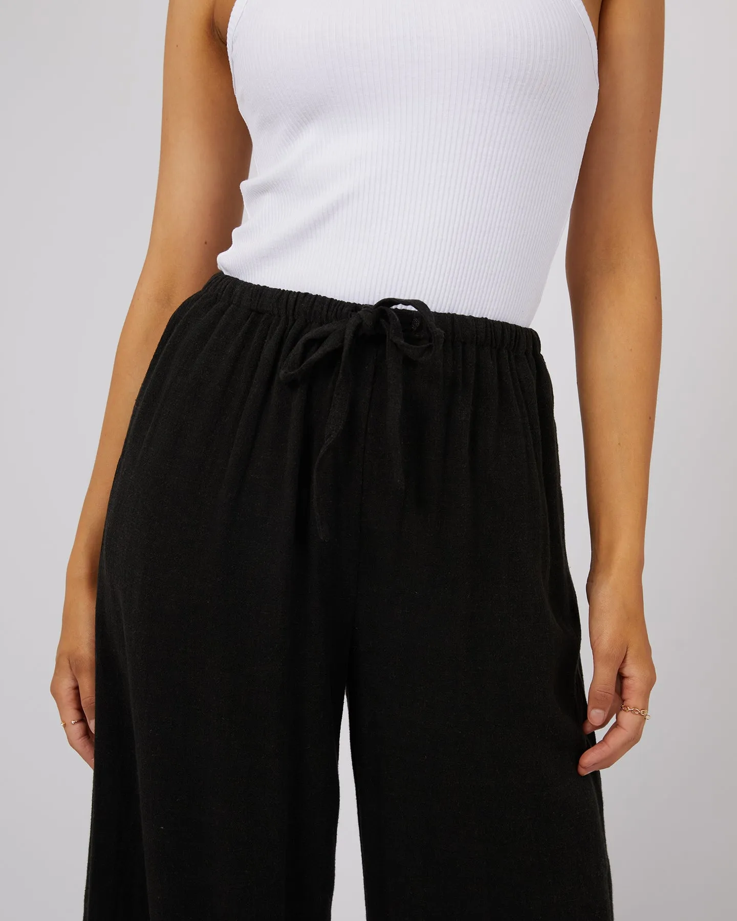 ALL ABOUT EVE LUXE LINEN PANT - BLACK