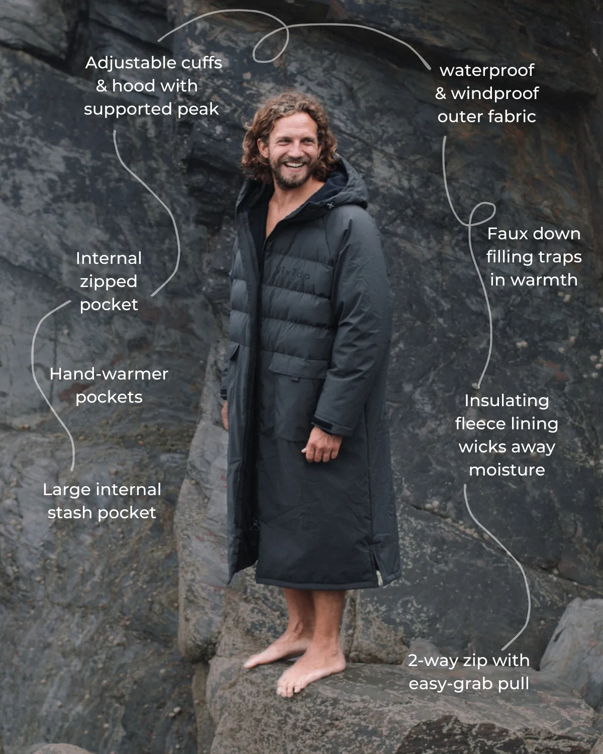 All Weather Puffer Changing Robe - Fossil Grey