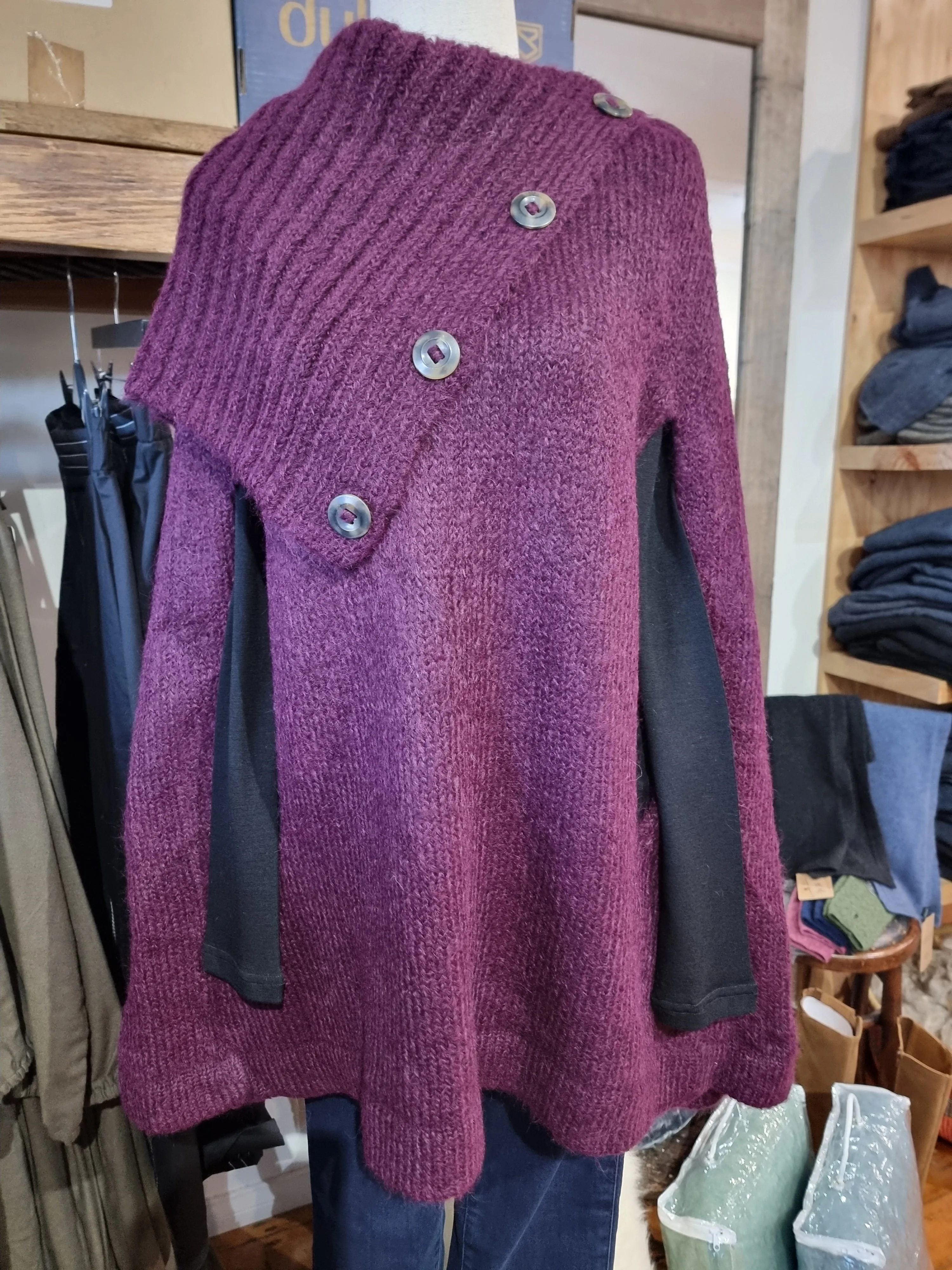 Alpaca Poncho with Arm Holes