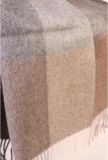 Alpaca Throw Beige Plaid
