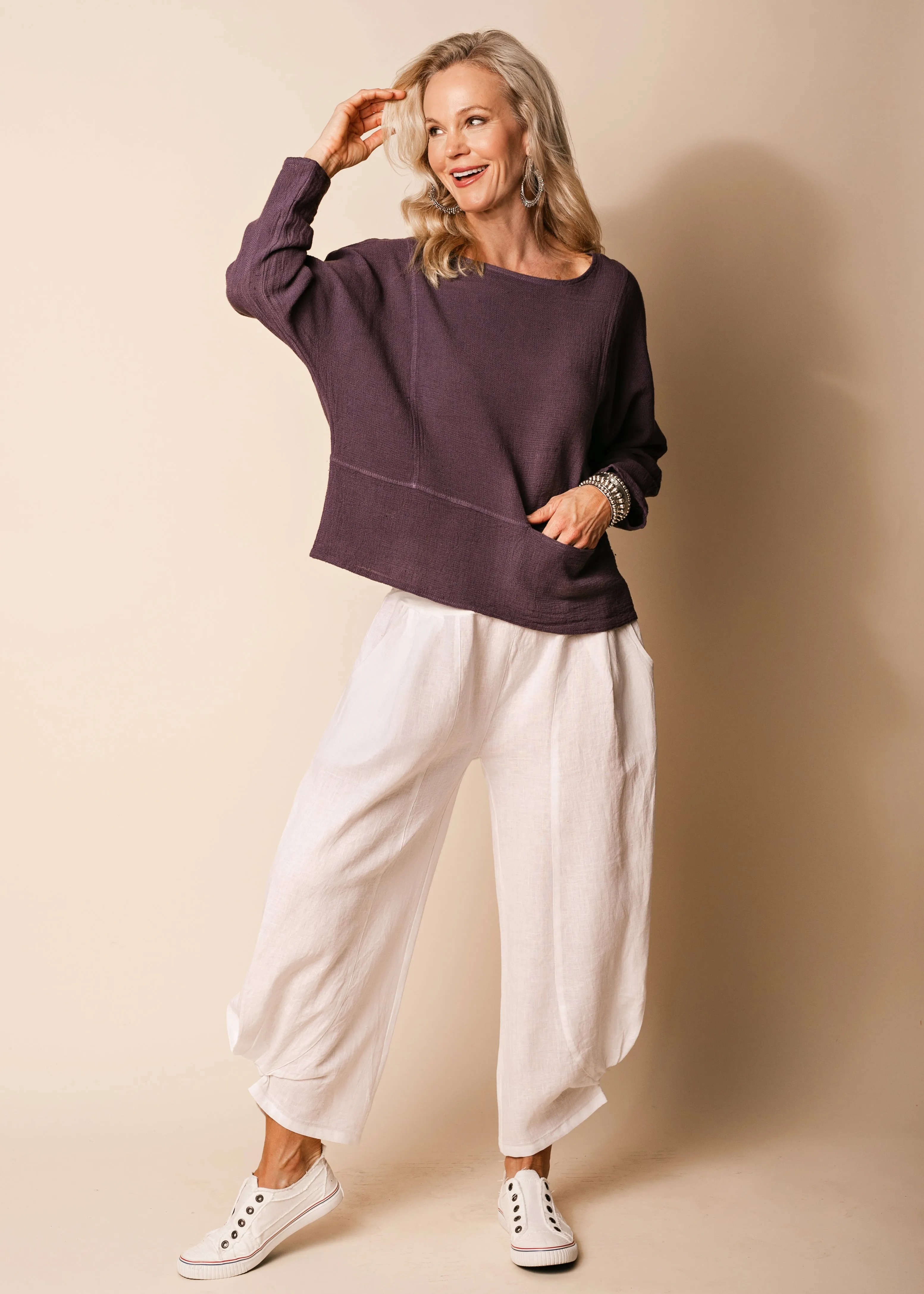 Amaka Linen  Pants Full Length in White
