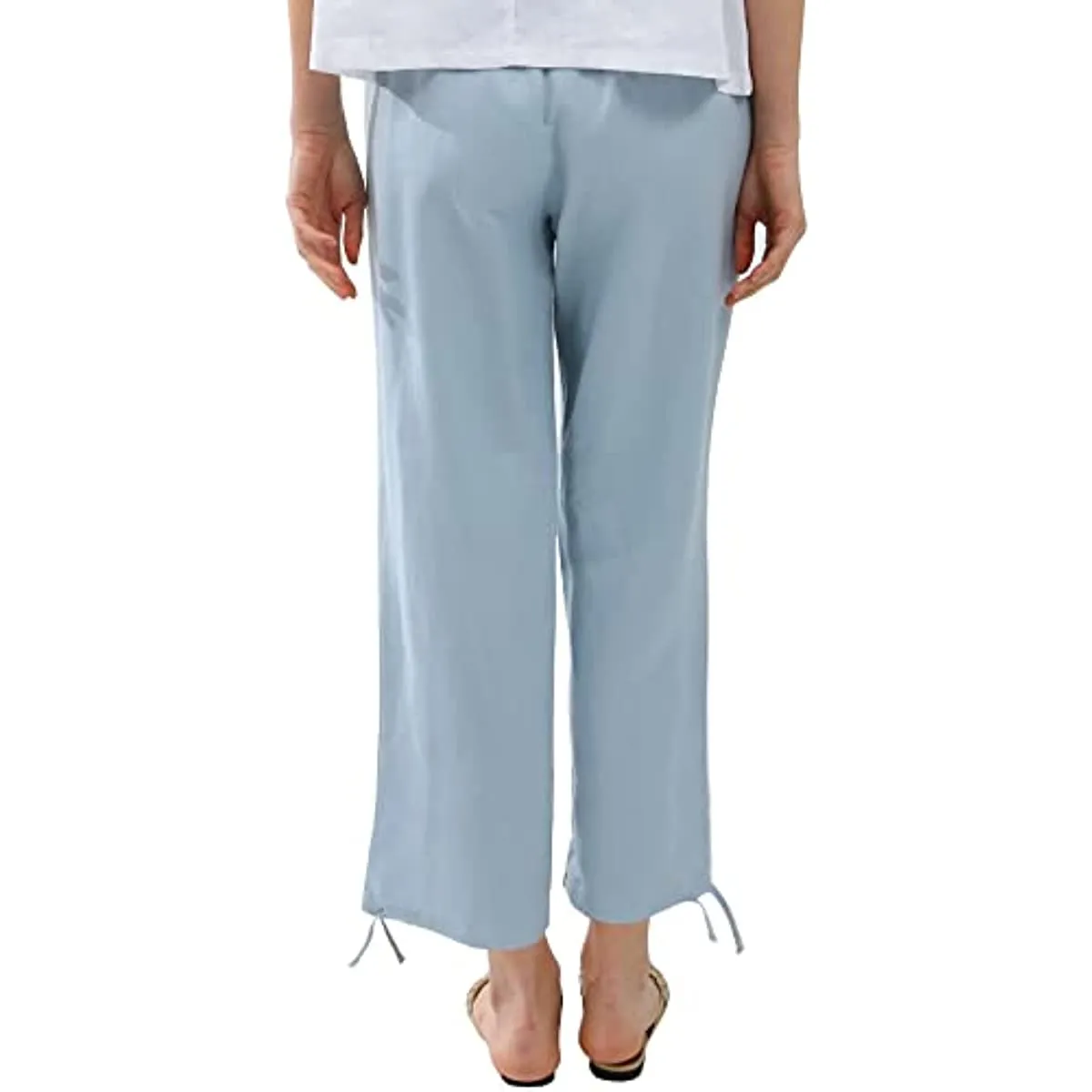 Amazhiyu Womens Linen Pencil Drawstring Pants
