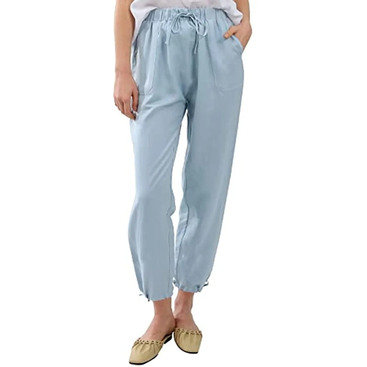 Amazhiyu Womens Linen Pencil Drawstring Pants