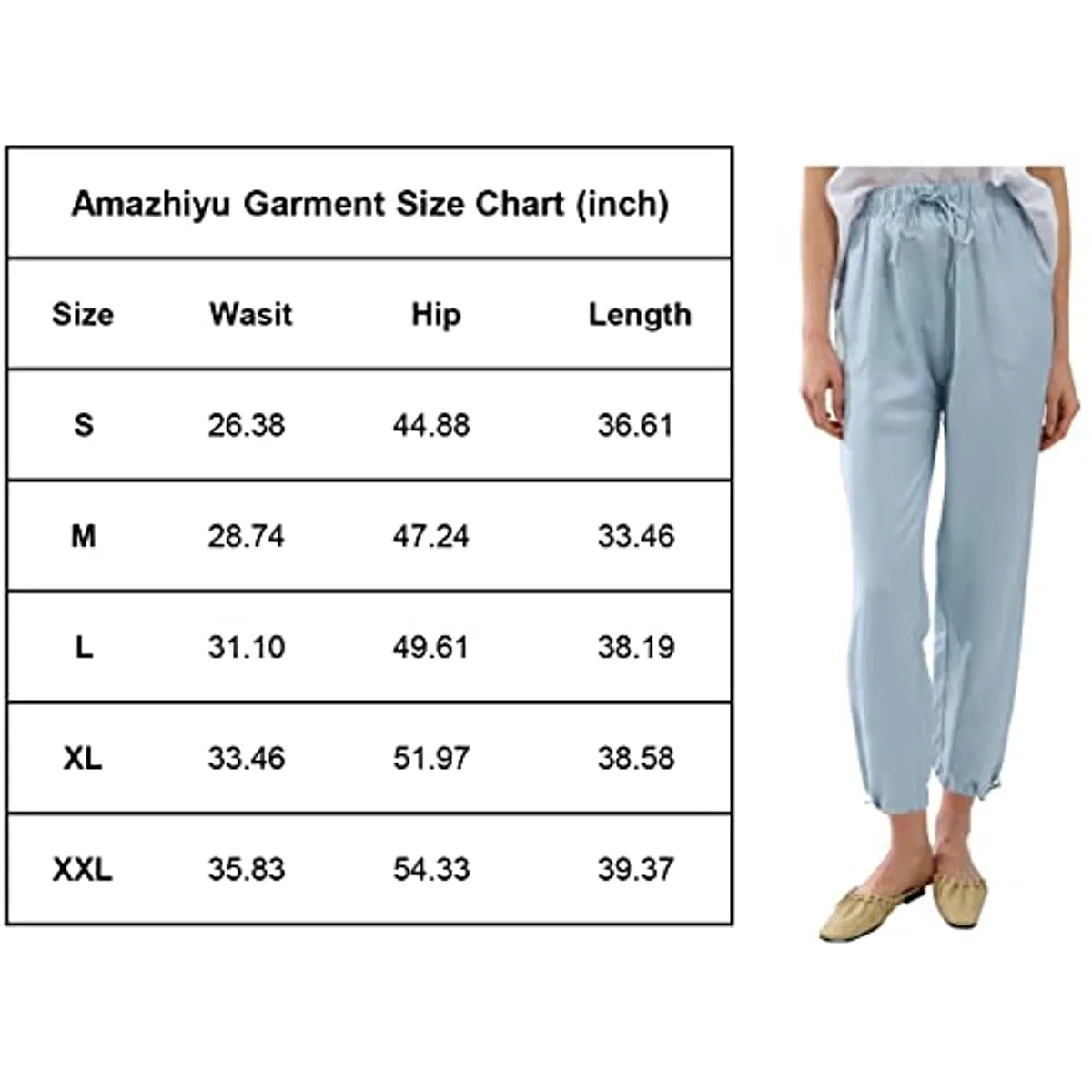 Amazhiyu Womens Linen Pencil Drawstring Pants