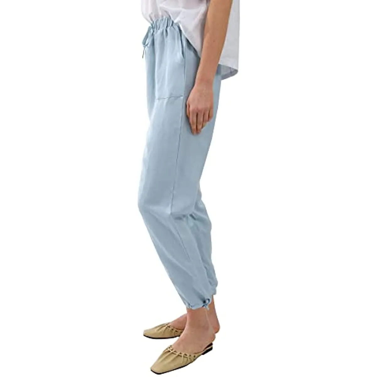 Amazhiyu Womens Linen Pencil Drawstring Pants