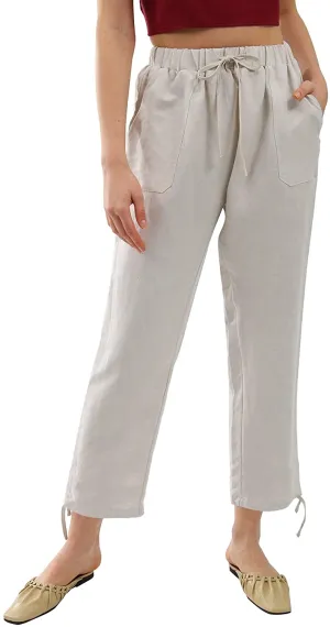 Amazhiyu Womens Linen Pencil Drawstring Pants