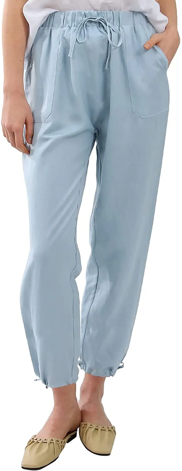 Amazhiyu Womens Linen Pencil Drawstring Pants