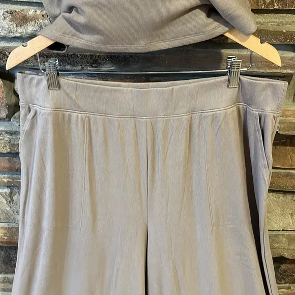 American Eagle Lounge Camisole and Wide Leg Pants Set in Tan