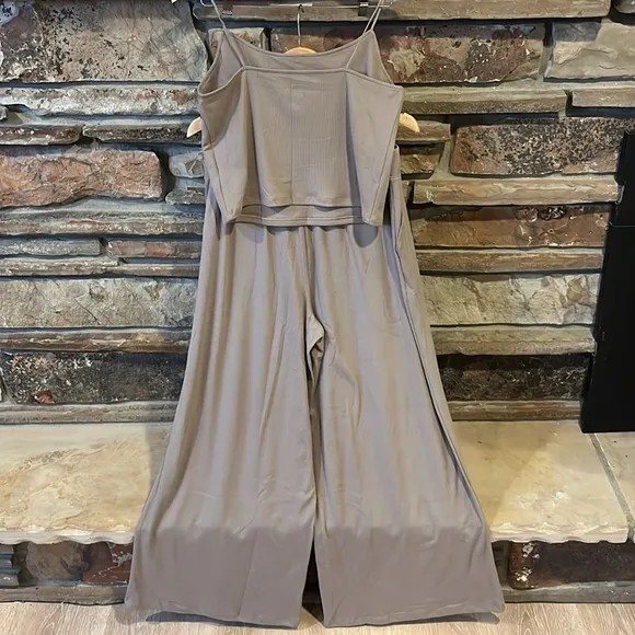 American Eagle Lounge Camisole and Wide Leg Pants Set in Tan