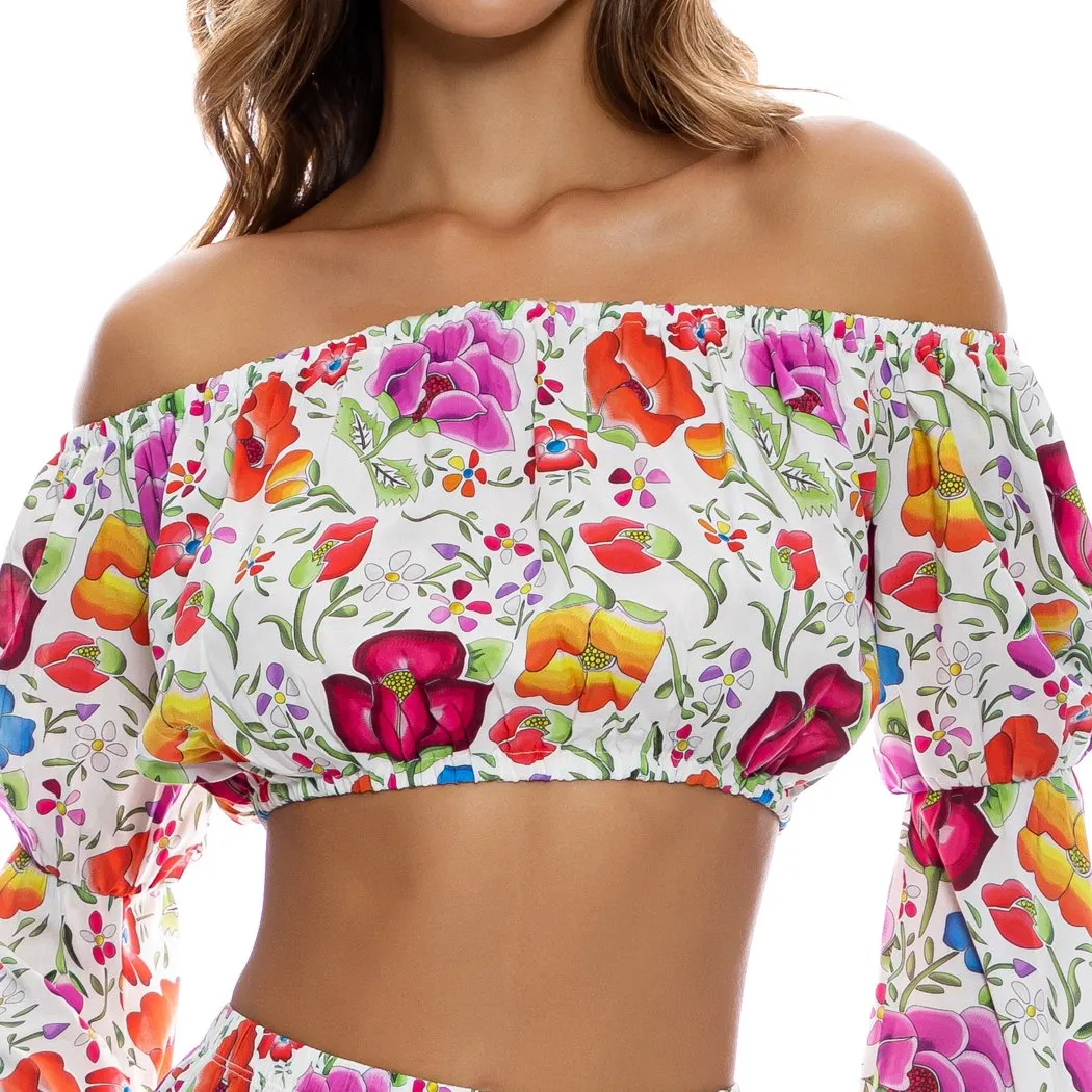 AMOR Y PLAYA - Off The Shoulder Flre Sleeve Top