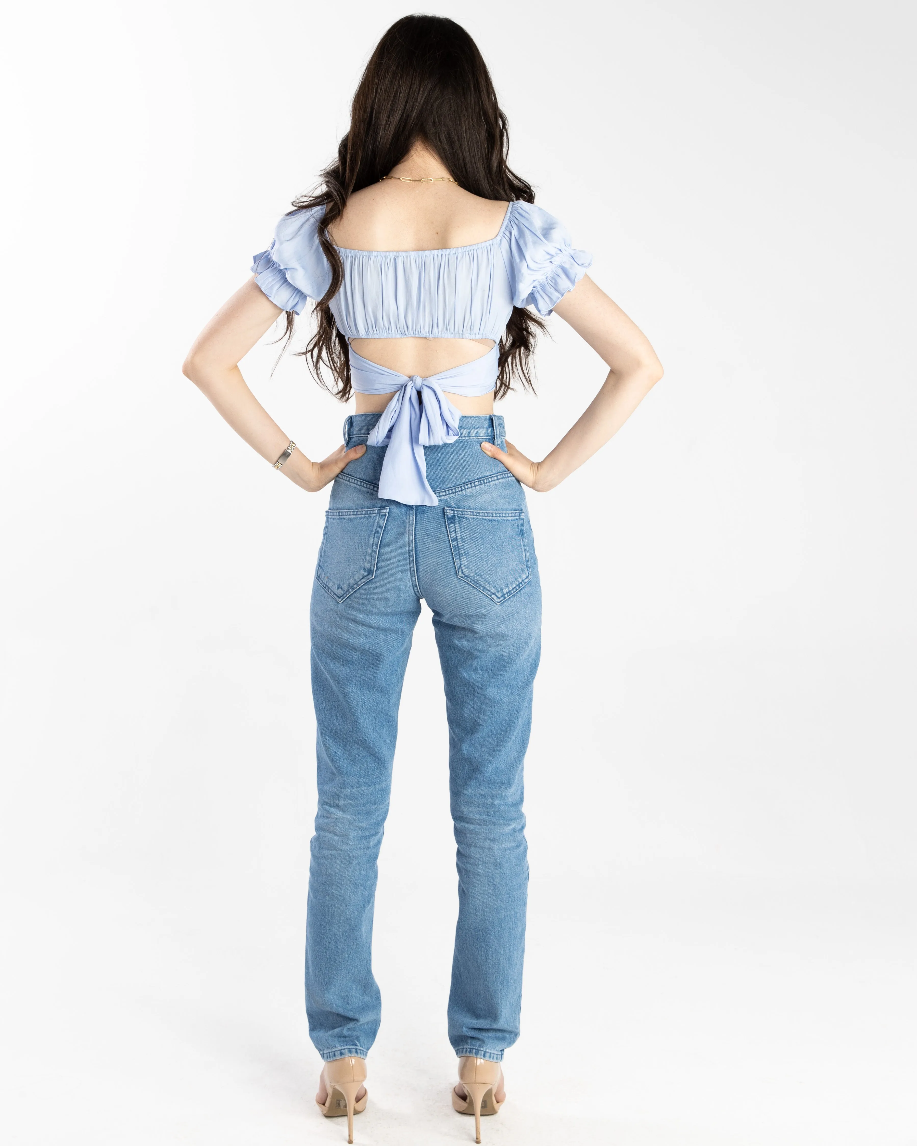 Ana Ruched Back Tie Crop Top