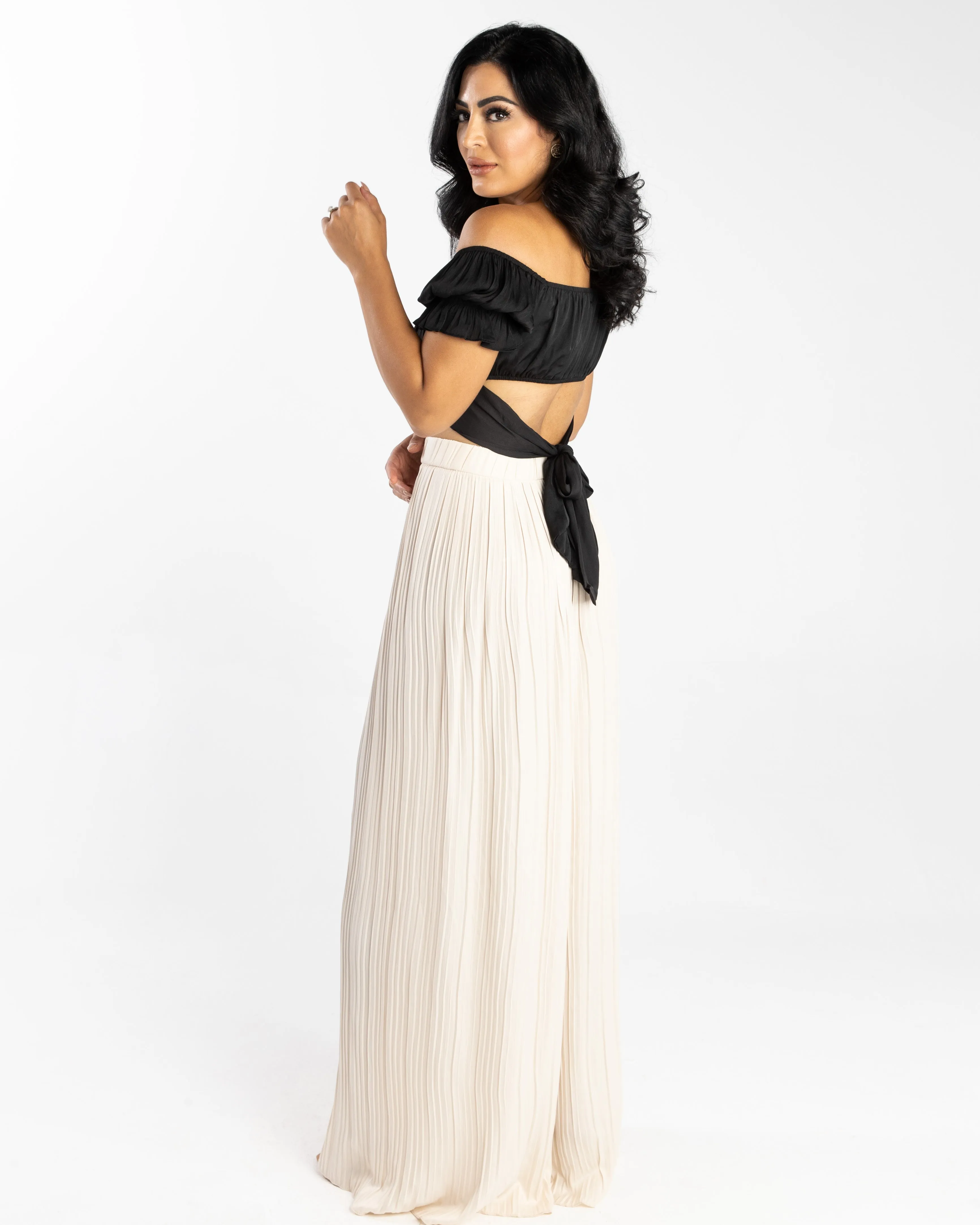 Ana Ruched Back Tie Crop Top